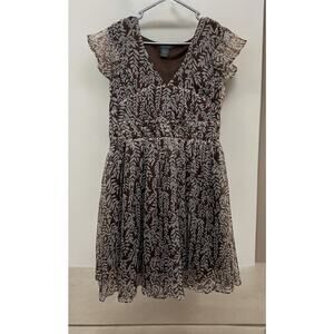 Womans Dress Persaman New York Sheer Brown Leaves Midi Length Size Med